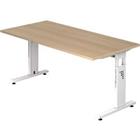 Hammerbacher O-Serie Hoogteverstelbaar Bureau Rechthoekig Eiken Gemelamineerde spaanplaat Wit T-Voet 1.600 x 800 x 650 mm