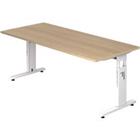 Hammerbacher Hoogteverstelbaar Bureau Rechthoekig Eiken Gemelamineerde spaanplaat Wit T-Voet 1.800 x 800 x 650 mm