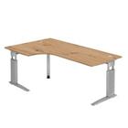 Hammerbacher Vrije vorm Hoogteverstelbaar Bureau US82 Eiken Hout, metaal Zilver 2.000 x 800 x 680 mm