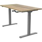 euroseats Zit-sta-bureau Grijs met natuurlijk eiken tafelblad 1600 x 800 x 685-1165 mm