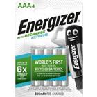 Energizer Batterij Rechargeable Extreme AAA 800 mAh Nikkel-metaalhydride (NiMH) 1.2 V 4 Stuks