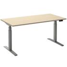 Ceha Rechthoekig Zit-sta-bureau Elektronisch In hoogte verstelbaar Zilver Esdoorn Melamine, metaal 1.200 x 800 x 1.300 mm Normale hoog-laag-schakelaar