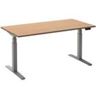 Ceha Rechthoekig Zit-sta-bureau Elektronisch In hoogte verstelbaar Zilver Beuken Melamine, metaal 1.200 x 800 x 1.300 mm Normale hoog-laag-schakelaar