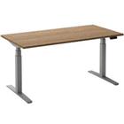 Ceha Rechthoekig Zit-sta-bureau Elektronisch In hoogte verstelbaar Zilver Rustiek eiken tabak Melamine, metaal 1.400 x 800 x 1.300 mm Normale hoog-laag-schakelaar