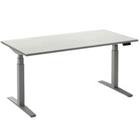 Ceha Rechthoekig Zit-sta-bureau Elektronisch In hoogte verstelbaar Zilver Wit Melamine, metaal 1.400 x 800 x 1.300 mm Normale hoog-laag-schakelaar