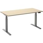 Ceha Rechthoekig Zit-sta-bureau Elektronisch In hoogte verstelbaar Zilver Esdoorn Melamine, metaal 1.600 x 800 x 1.300 mm Normale hoog-laag-schakelaar