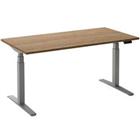 Ceha Rechthoekig Zit-sta-bureau Elektronisch In hoogte verstelbaar Zilver Rustiek eiken tabak Melamine, metaal 1.600 x 800 x 1.300 mm Normale hoog-laag-schakelaar