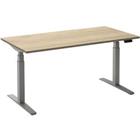 Ceha Rechthoekig Zit-sta-bureau Elektronisch In hoogte verstelbaar Zilver Rustiek eiken wit Melamine, metaal 1.600 x 800 x 1.300 mm Normale hoog-laag-schakelaar