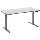 Ceha Rechthoekig Zit-sta-bureau Elektronisch In hoogte verstelbaar Zilver Wit Melamine, metaal 1.600 x 800 x 1.300 mm Normale hoog-laag-schakelaar