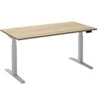 Ceha Rechthoekig Zit-sta-bureau Elektronisch In hoogte verstelbaar Wit Rustiek eiken wit Melamine, metaal 1.600 x 800 x 1.300 mm Normale hoog-laag-schakelaar