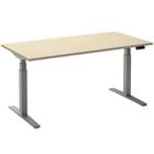 Ceha Rechthoekig Zit-sta-bureau Elektronisch In hoogte verstelbaar Zilver Esdoorn Melamine, metaal 1.800 x 800 x 1.300 mm Normale hoog-laag-schakelaar