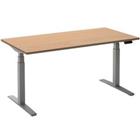 Ceha Rechthoekig Zit-sta-bureau Elektronisch In hoogte verstelbaar Zilver Beuken Melamine, metaal 1.800 x 800 x 1.300 mm Normale hoog-laag-schakelaar