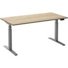 Ceha Rechthoekig Zit-sta-bureau Elektronisch In hoogte verstelbaar Zilver Rustiek eiken wit Melamine, metaal 1.800 x 800 x 1.300 mm Normale hoog-laag-schakelaar