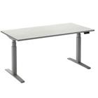 Ceha Rechthoekig Zit-sta-bureau Elektronisch In hoogte verstelbaar Zilver Wit Melamine, metaal 1.800 x 800 x 1.300 mm Normale hoog-laag-schakelaar