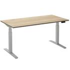 Ceha Rechthoekig Zit-sta-bureau Elektronisch In hoogte verstelbaar Wit Rustiek eiken wit Melamine, metaal 1.800 x 800 x 1.300 mm Normale hoog-laag-schakelaar