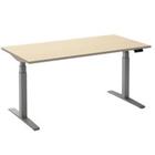 Ceha Rechthoekig Zit-sta-bureau Elektronisch In hoogte verstelbaar Zilver Esdoorn Melamine, metaal 1.800 x 900 x 1.300 mm Normale hoog-laag-schakelaar