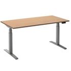 Ceha Rechthoekig Zit-sta-bureau Elektronisch In hoogte verstelbaar Zilver Beuken Melamine, metaal 1.800 x 900 x 1.300 mm Normale hoog-laag-schakelaar