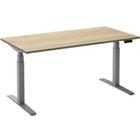 Ceha Rechthoekig Zit-sta-bureau Elektronisch In hoogte verstelbaar Zilver Rustiek eiken wit Melamine, metaal 1.800 x 900 x 1.300 mm Normale hoog-laag-schakelaar