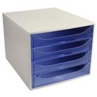 Exacompta Ladekastje met 4 lades EcoBox Kunststof Lichtgrijs, Blauw 28,4 x 34,8 x 23,4 cm