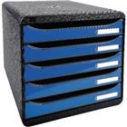 Exacompta Big-Box Ladenkastje 5 lades Big Box Plus Zwart, blauw A4 Polystyreen 27,8 x 34,7 x 27,1 cm