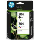 HP 304 originele inktcartridge 3JB05AE zwart, cyaan, magenta, geel duopak 2 stuks