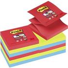 Post-it Super Sticky Z-Notes 76 x 76 mm Groen, lichtblauw, rood Vierkant Blanco 12 blokken à 90 Vellen