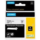 Dymo IND S0718210 / 18483 Authentiek Rhino Polyester Labeltape Zelfklevend Zwart op wit 12 mm x 5.5m