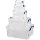 Really Useful Box Set Archiefboxen 1,1/ 0,7/ 1,6/ 3/ 9 en 18 L Transparant Plastic 5 Stuks