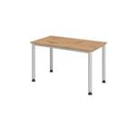 Hammerbacher In hoogte verstelbaar Recht Bureau met 4-voet Express Q Eiken, zilver 1,200 x 672 x 685 - 810 mm