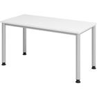 Hammerbacher In hoogte verstelbaar Recht Bureau met 4-voet Express Q Wit, zilver 1,400 x 672 x 685 - 810 mm