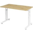 Hammerbacher in hoogte verstelbaar recht bureau met C-voet Express Q eiken, Wit 1,200 x 672 x 685 - 810 mm