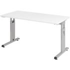 Hammerbacher in hoogte verstelbaar recht bureau met C-voet Express Q Wit, Zilver 1,400 x 672 x 685 - 810 mm