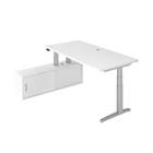 Hammerbacher Zit-sta-bureau VXBHM2C/WW/SS Zilver, wit