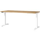 GERMANIA Hoogteverstelbaar Zit-sta-bureau Eiken Metaal, spaanplaat Eiken, wit T-Voet 1,800 x 800 x 1,200 mm