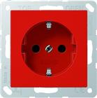 Jung A500 wandcontactdoos, randaarde, inbouw, steekklem, schroef, IP20, rood RAL3003