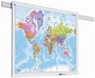 PartnerLine Rail landkaart whiteboard Wereld 100x136 cm