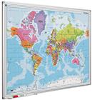 Landkaart bord Softline profiel 8mm, Wereld 90x120 cm