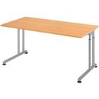 Hammerbacher Hoogteverstelbaar Zit-sta-bureau Rechthoekig Hout, metaal Zilver C-Voet 1,600 x 800 x 820 mm