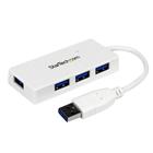 StarTech.com Draagbare 4-poorts SuperSpeed USB 3.0 hub wit