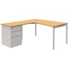 Compact bureau met ladeblok Open - Beuken/wit