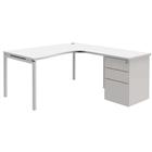 Compact bureau met ladeblok Open - Wit/wit