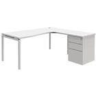 Compact bureau met ladeblok Open - Wit/wit