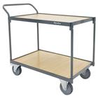 Plateauwagen 2 houten plateaus - Draagvermogen 250 kg - Verticale stang - Manutan Expert