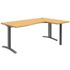 Bureau compact - Pure - Verstelbaar onderstel - Beuken/grijs aluminium